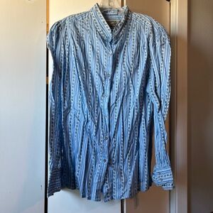 Elegant Blue Striped Women's Button Down Shirt
